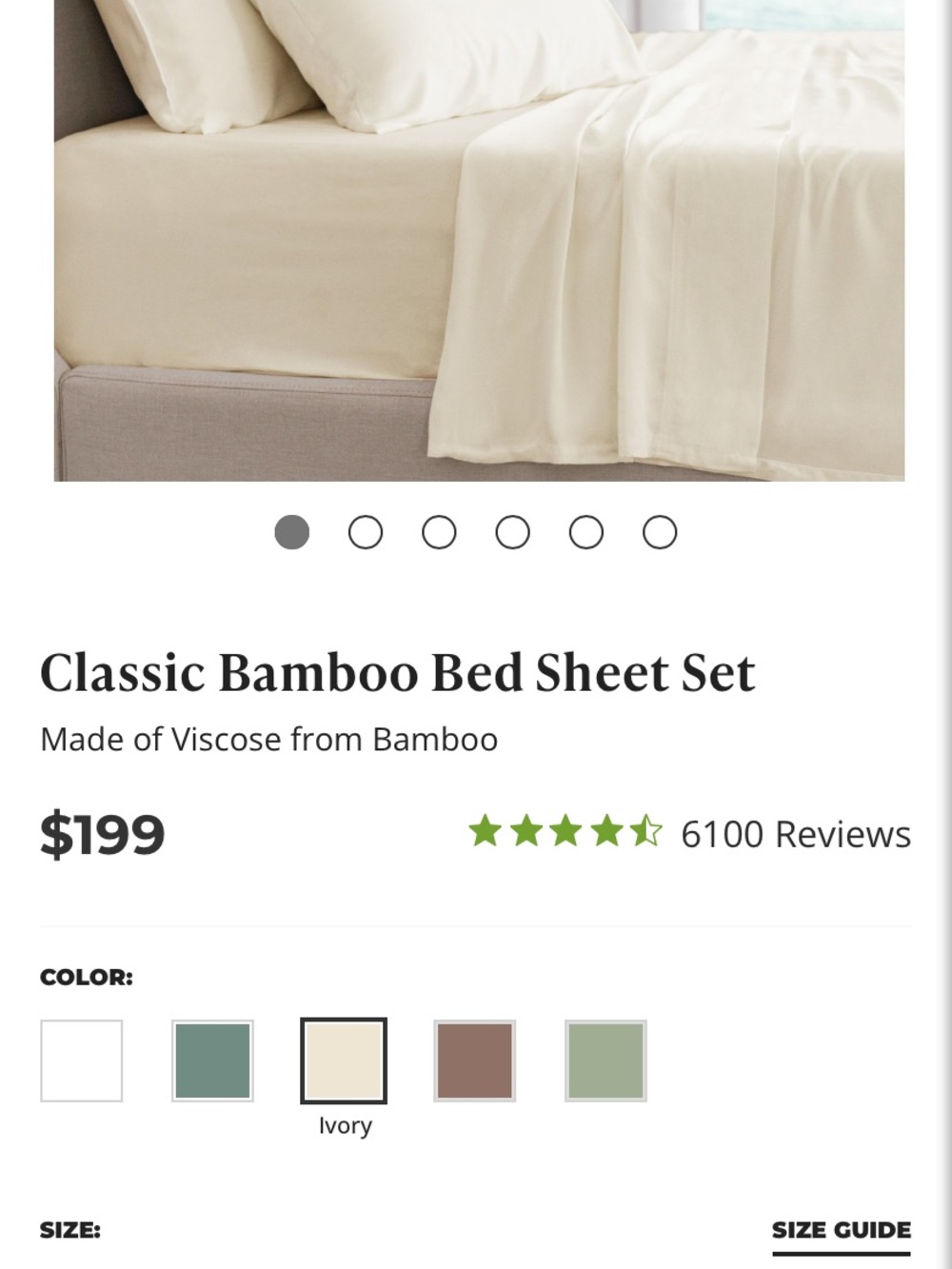 Cariloha Classic Bamboo Bed Sheet Set - Ivory